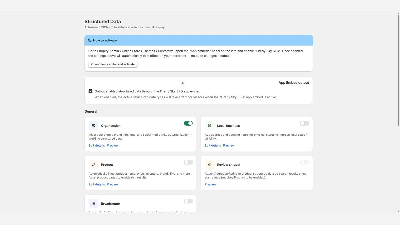Structured data interface